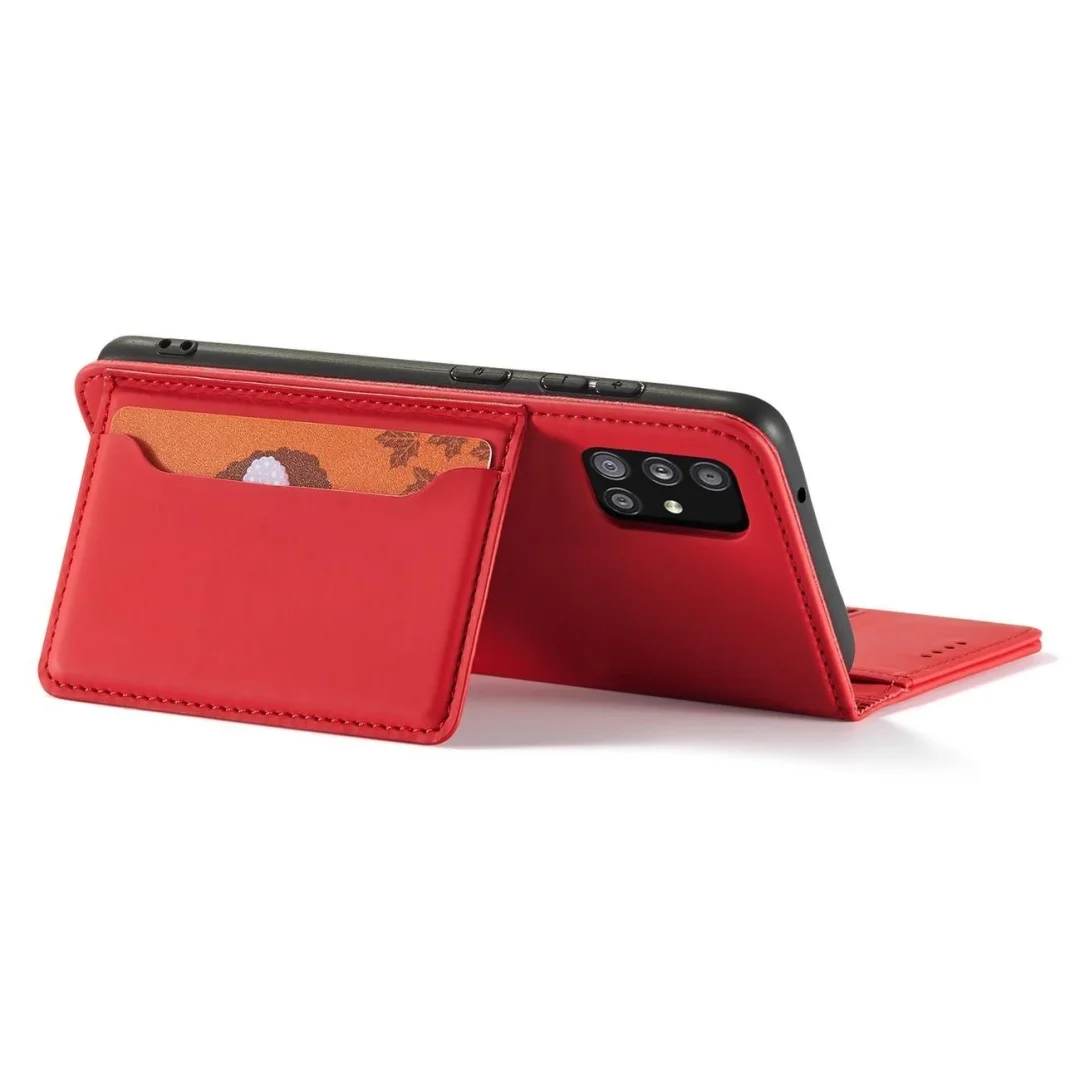 Magnet Card Case etui do Xiaomi Redmi Note 11 pokrowiec portfel na karty kartę podstawka czerwony - 9