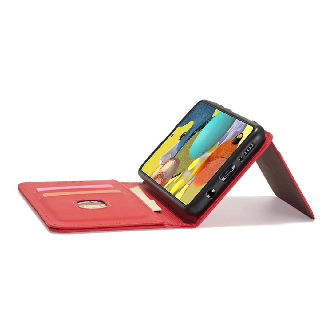 Magnet Card Case etui do Xiaomi Redmi Note 11 pokrowiec portfel na karty kartę podstawka czerwony - 10