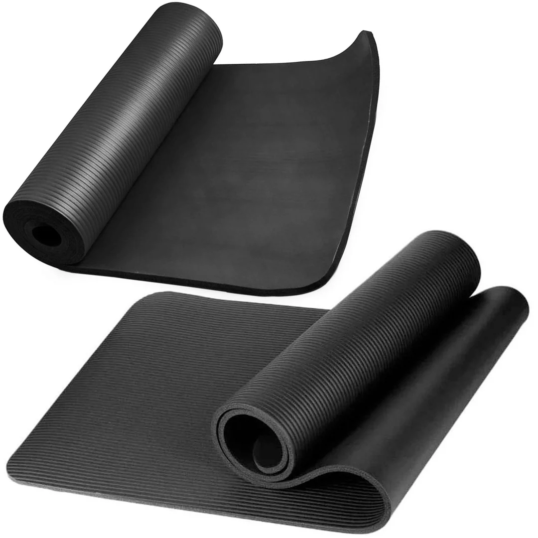 Mata do ćwiczeń Jogi Fitness Pilatesu gimnastyczna 185x58 1cm Alogy antypoślizgowa wodoodporna Czarna - 11