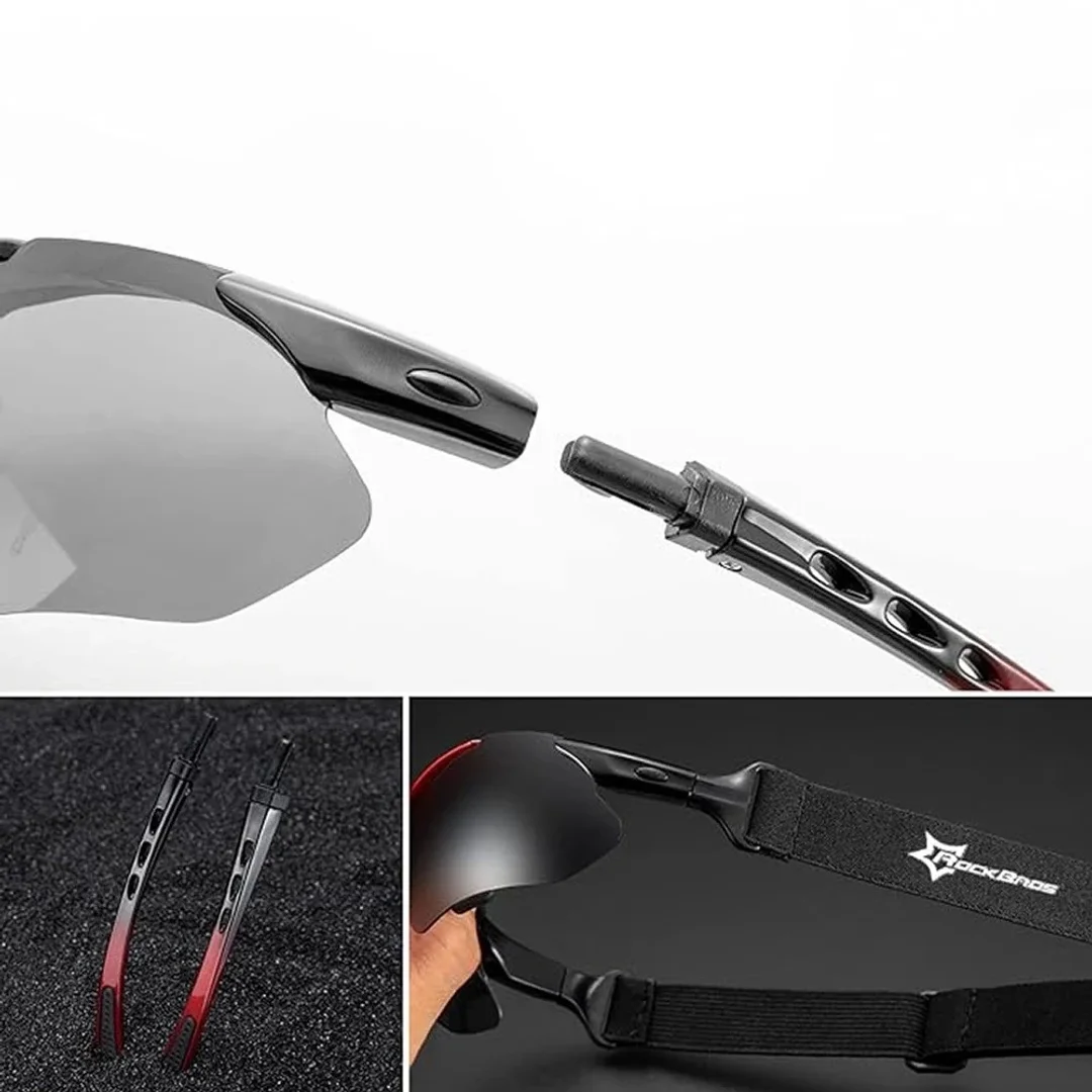 Okulary rowerowe Rockbros 10141 fotochromowe UV400 - czerwone - 3