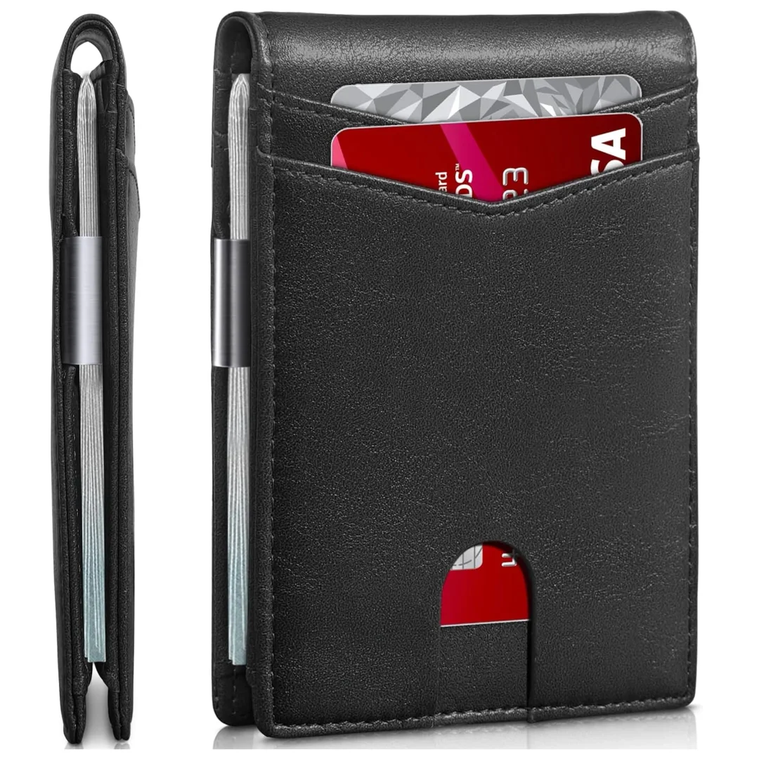 Portfel RFID Etui ochronne blokujące sygnał na karty dokumenty cienki Alogy Small męski damski Wallet Czarny - 14