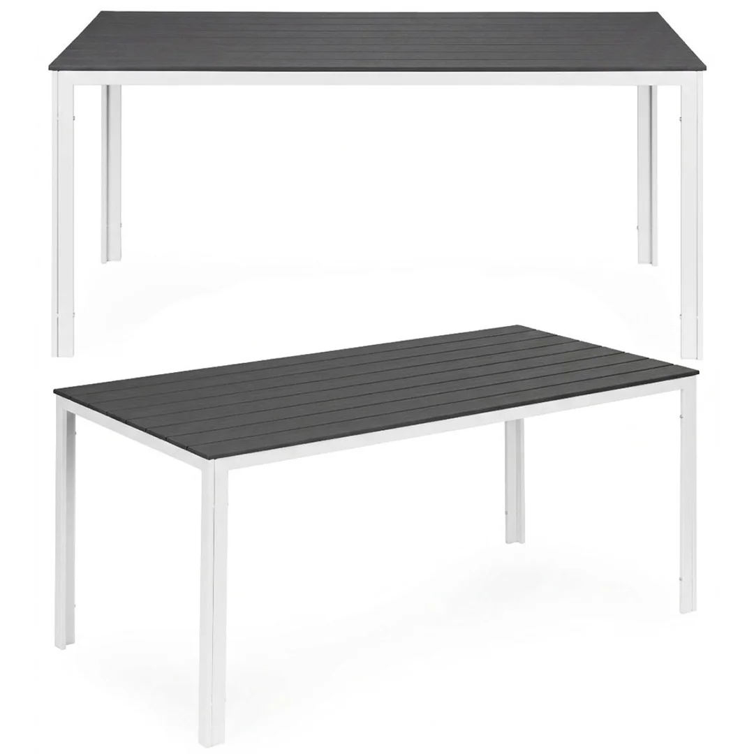 Stół ogrodowy 6-osobowy 156x78 cm polywood meble na taras szare białe MultiGarden