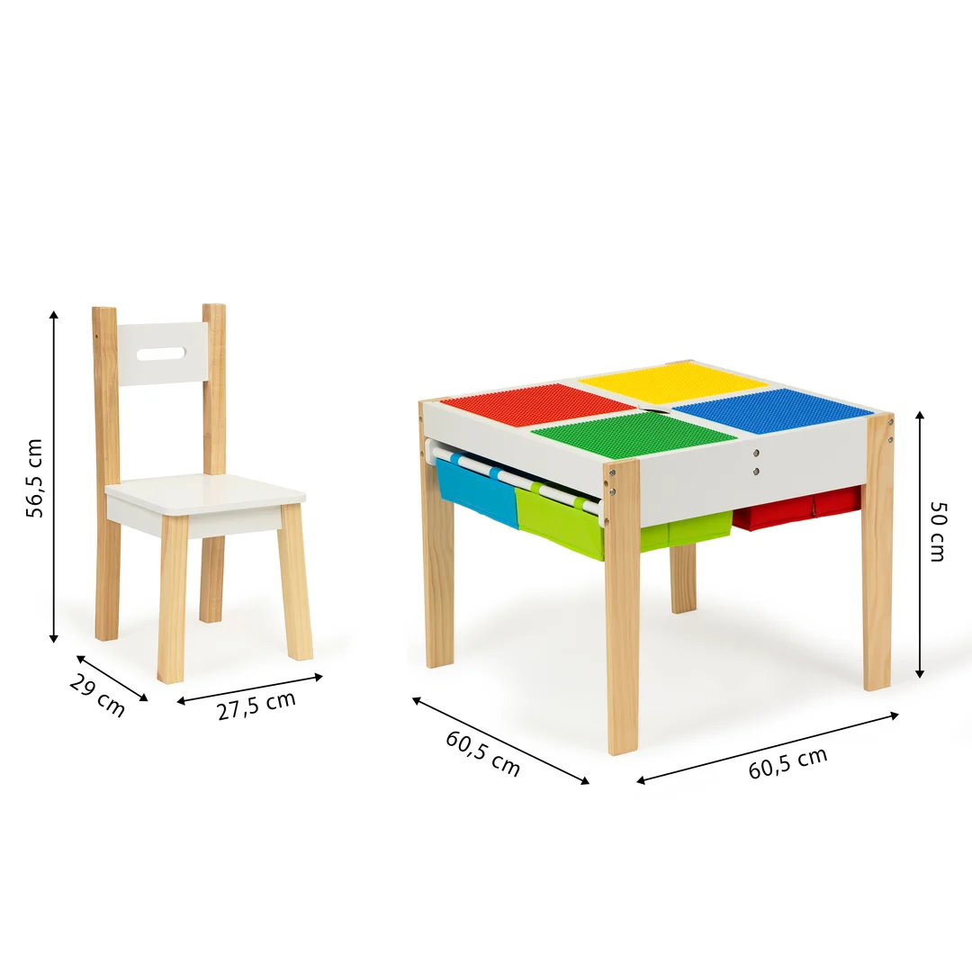 Drewniane meble dla dzieci zestaw stół + 2 krzesła ECOTOYS