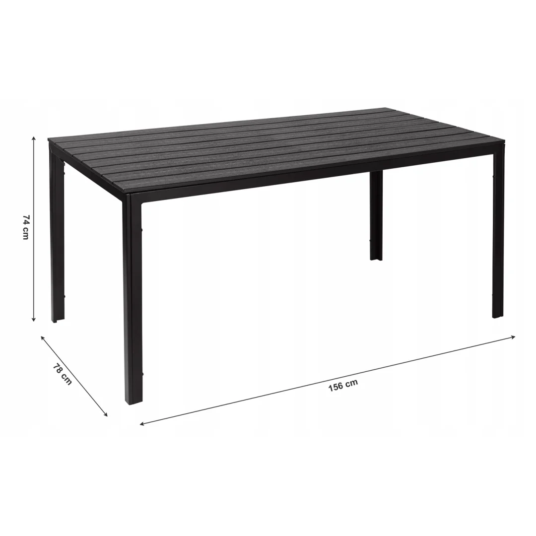 Stół ogrodowy 6-osobowy 156x78 cm polywood meble na taras czarny MultiGarden