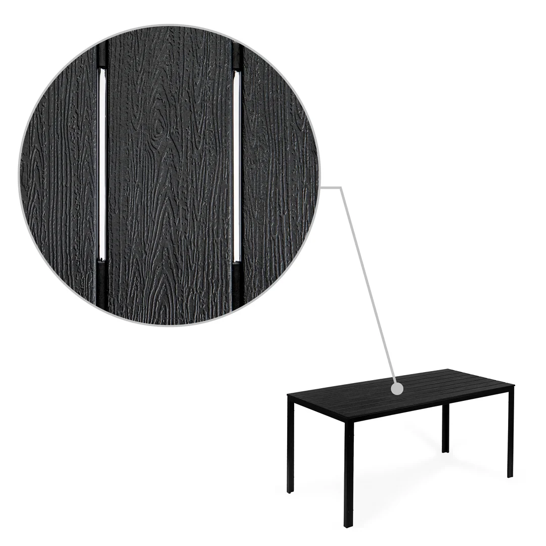 Stół ogrodowy 6-osobowy 156x78 cm polywood meble na taras czarny MultiGarden