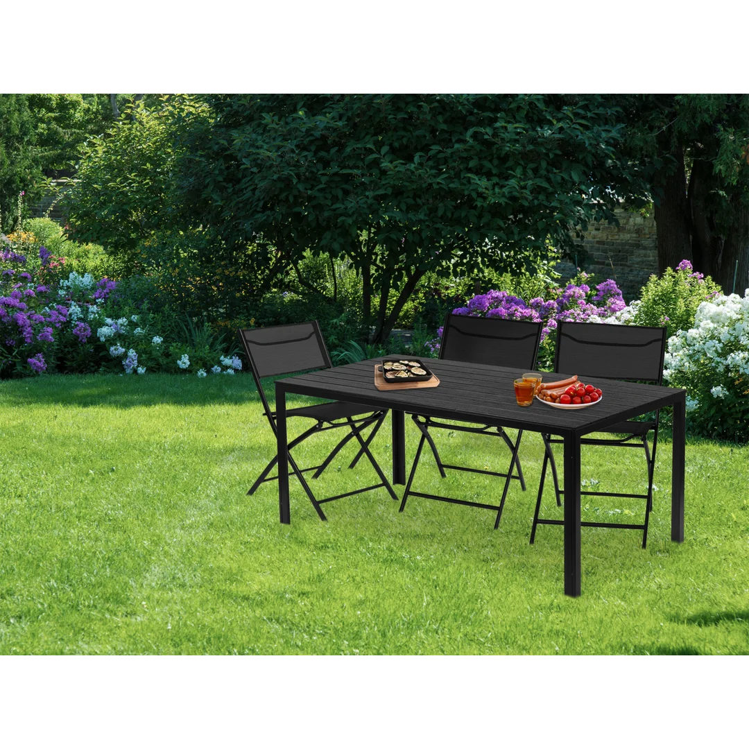 Stół ogrodowy 6-osobowy 156x78 cm polywood meble na taras czarny MultiGarden