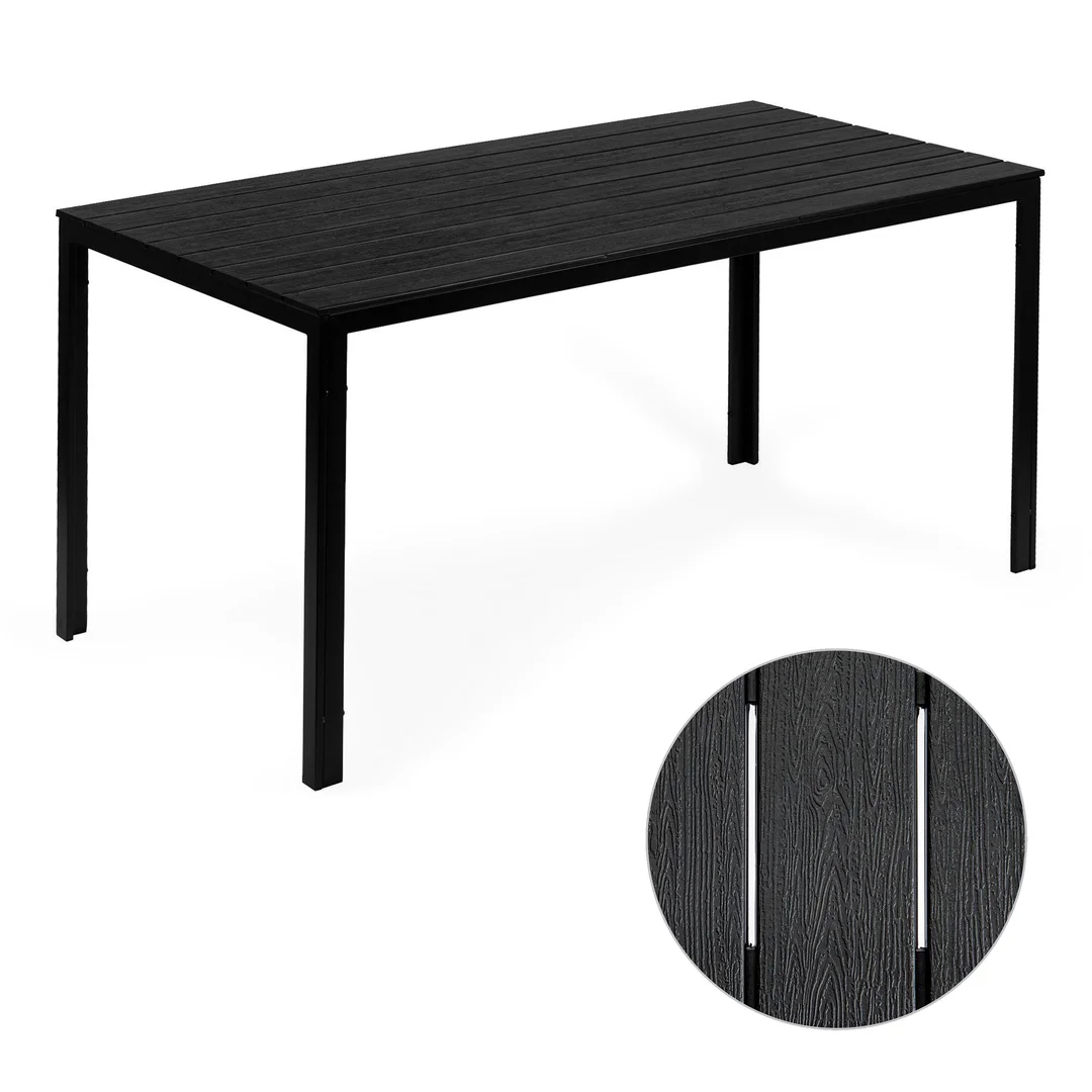 Stół ogrodowy 6-osobowy 156x78 cm polywood meble na taras czarny MultiGarden