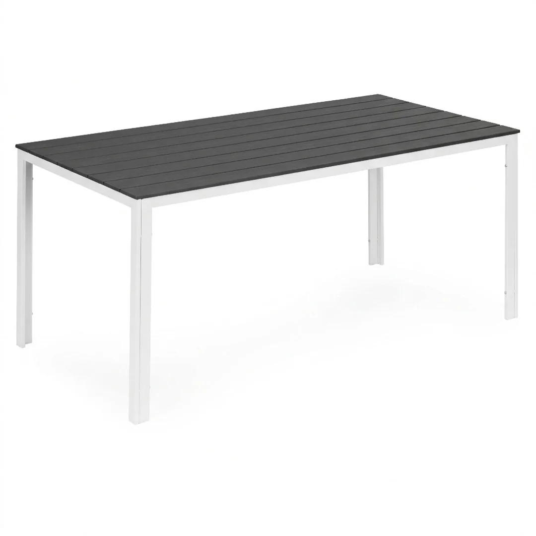 Stół ogrodowy 6-osobowy 156x78 cm polywood meble na taras szare białe MultiGarden