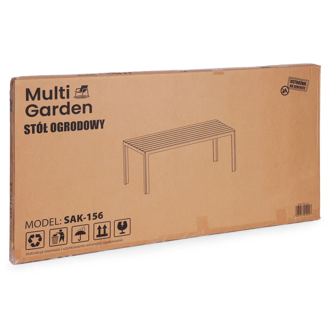 Stół ogrodowy 6-osobowy 156x78 cm polywood meble na taras szare białe MultiGarden