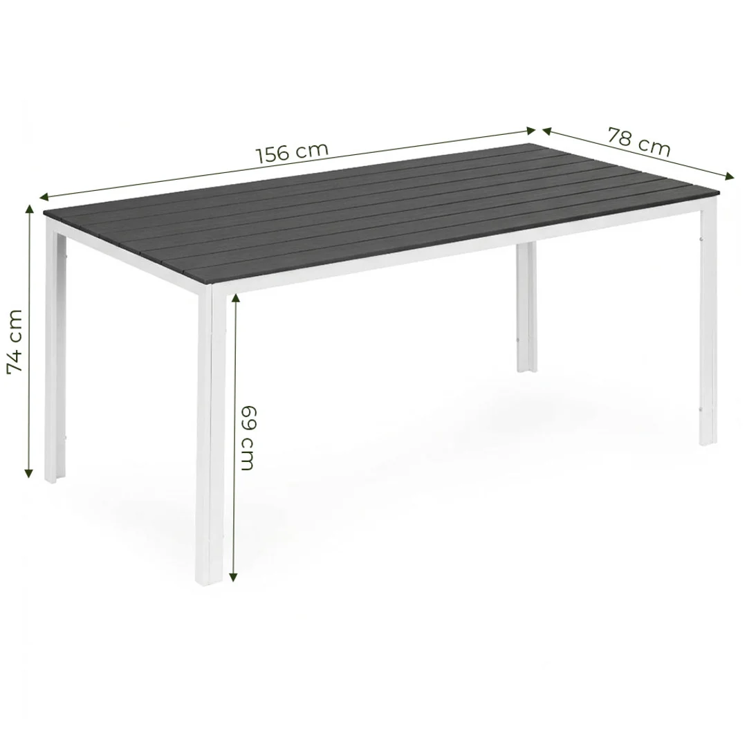 Stół ogrodowy 6-osobowy 156x78 cm polywood meble na taras szare białe MultiGarden