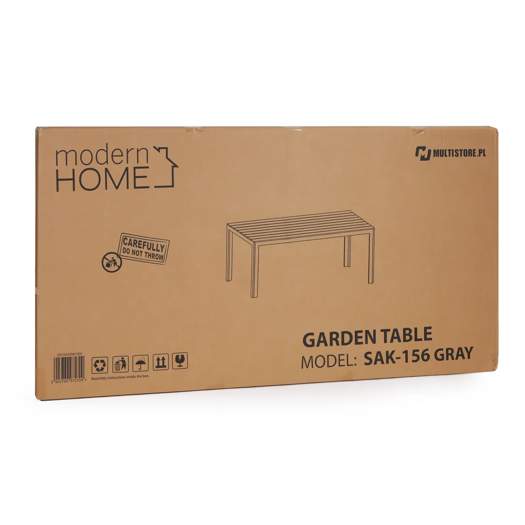 Stół ogrodowy 6-osobowy 156x78 cm polywood meble na taras szary