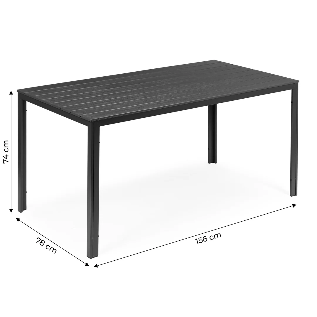 Stół ogrodowy 6-osobowy 156x78 cm polywood meble na taras szary