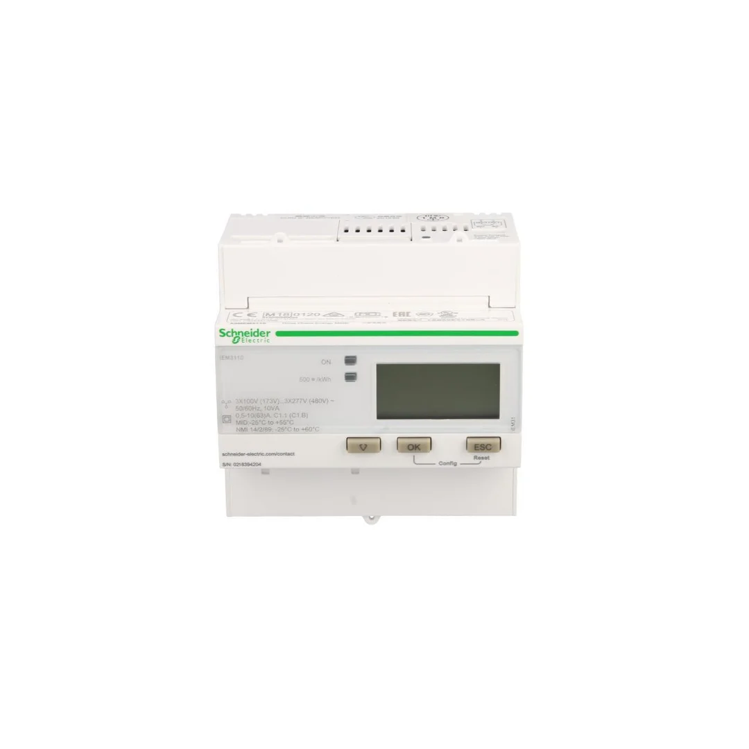 Licznik energii elektrycznej 1/3-fazowy 63A 100-277/173-480V kl.1/B impulsowy MID cyfrowy modułowy iEM3110 A9MEM3110