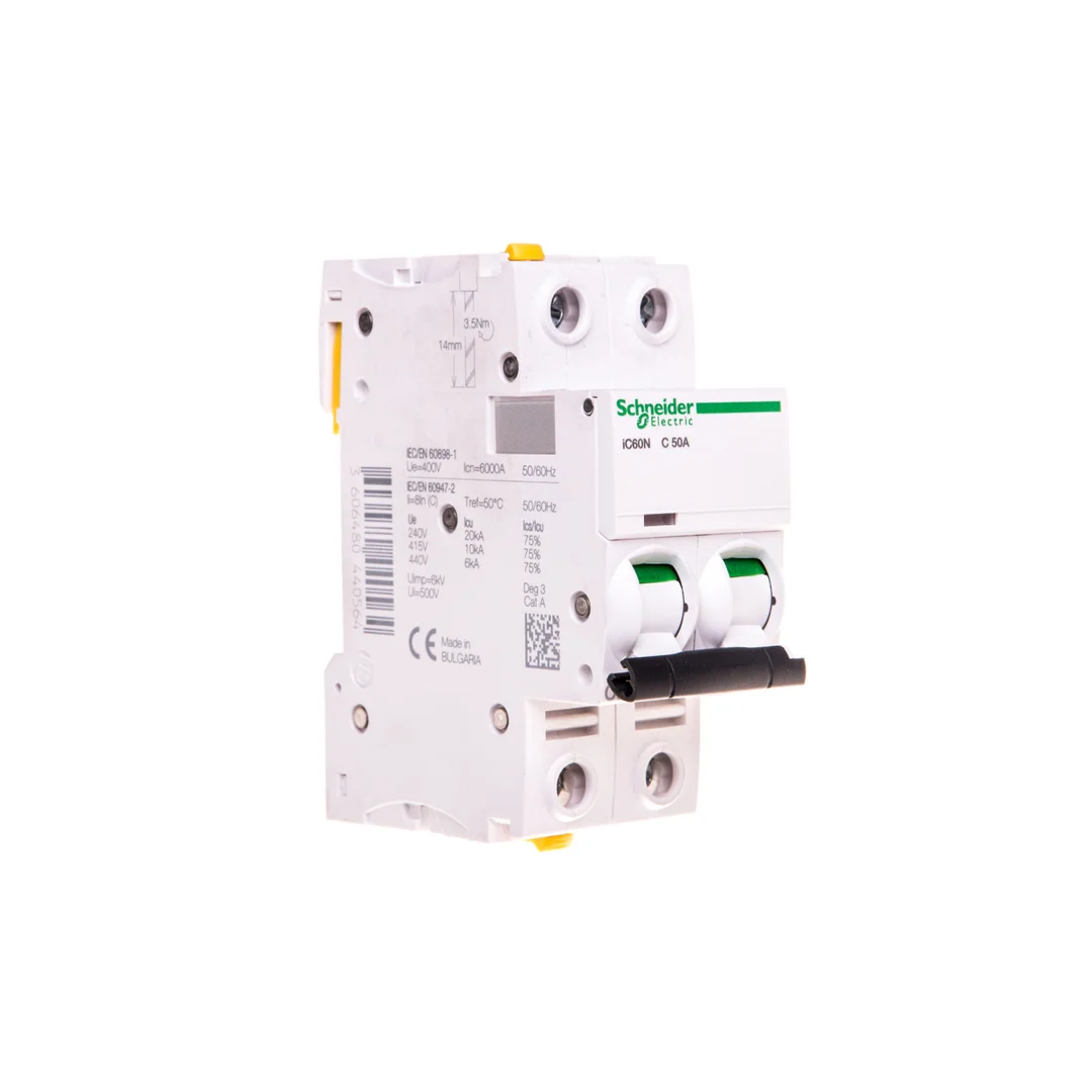 Wyłącznik nadprądowy 2P C 50A 6kA AC iC60N-C50-2 Acti9 A9F04250