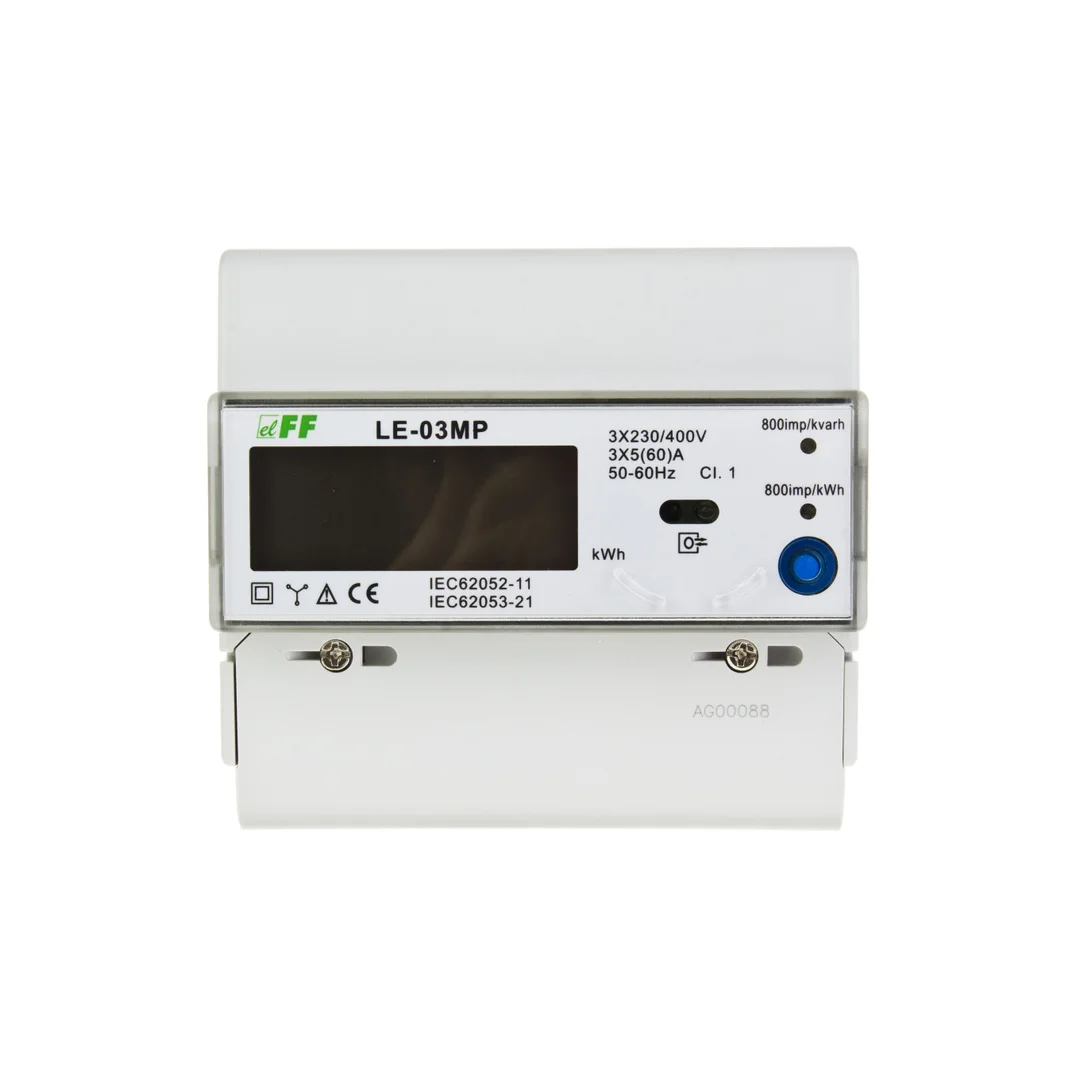 Licznik energii elektrycznej 3-fazowy 60A 230/400V RS-485 MODBUS wyświetlacz LCD LE-03MP