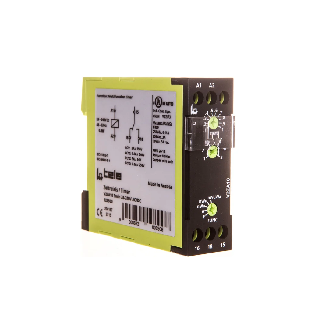 Przekaźnik czasowy 1P 5A 0,3sek-3min 24-240V AC/DC opóźnione wyłączenie V2ZA10 3MIN 24-240V AC/DC 2615224