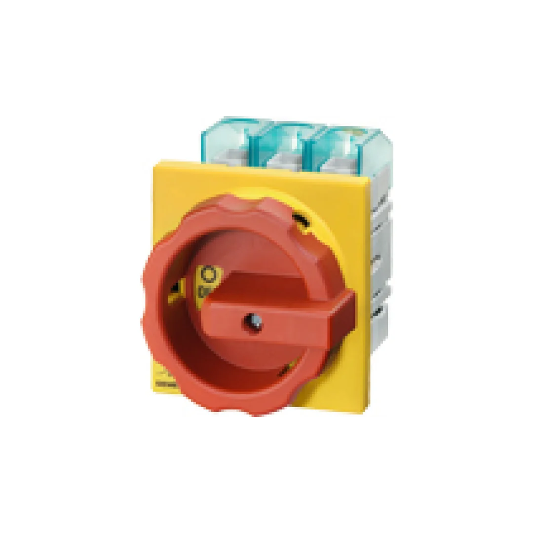 Rozłącznik główny/awaryjny 3P 63A 22kW AC23A 400V montaż tablicowy pokrętło żółto-czerwone 4 otwory 3LD2504-0TK53