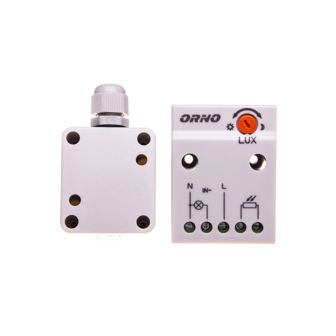 Czujnik zmierzchowy z zewnętrzną sondą w puszce 2300W 2-100lx IP65/IP20 biały OR-CR-232
