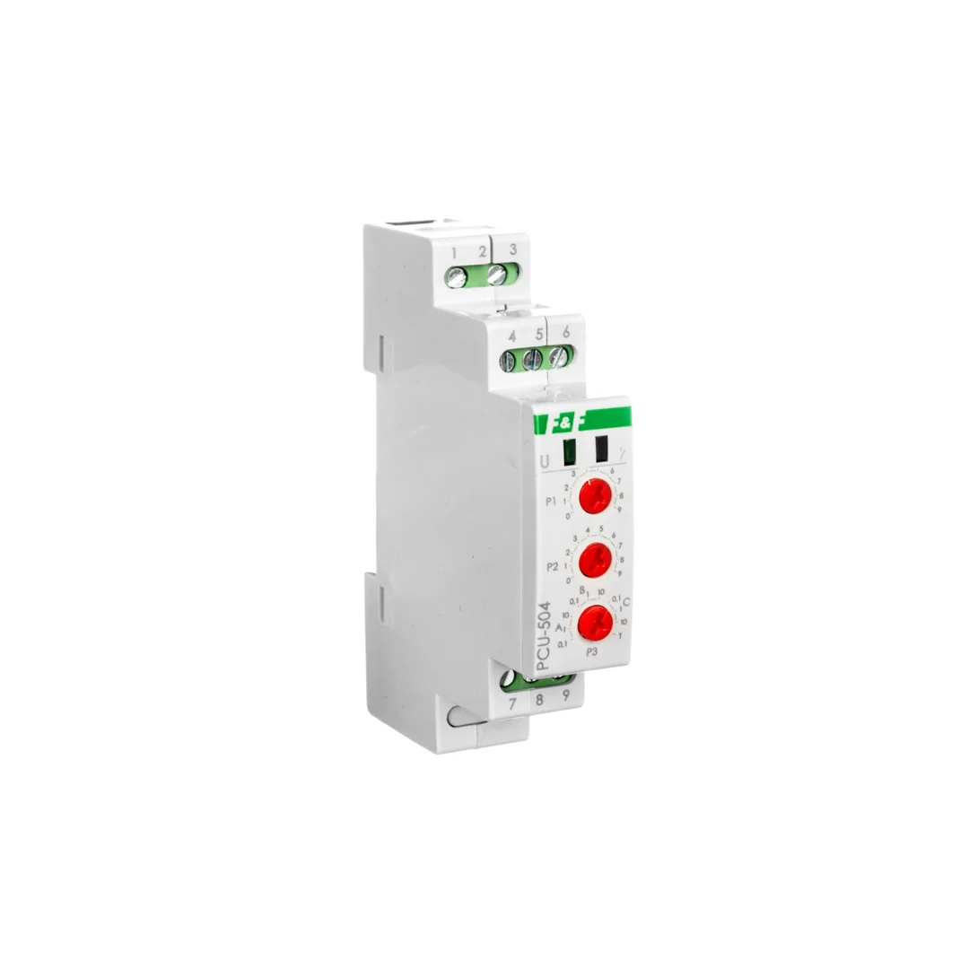 Przekaźnik czasowy z podtrzymaniem po zaniku zasilania 12-264V AC/DC styk 2P 8A 1 moduł PCU-504UNI