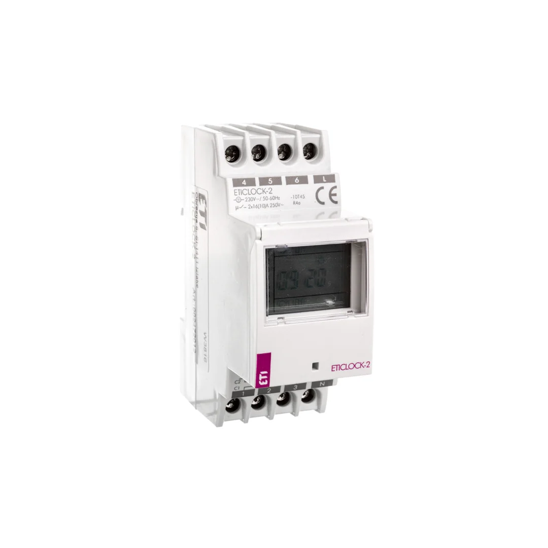 Zegar sterujący cyfrowy 2-kanałowy 16A 230V AC dobowy/tygodniowy ETICLOCK-2 002472012