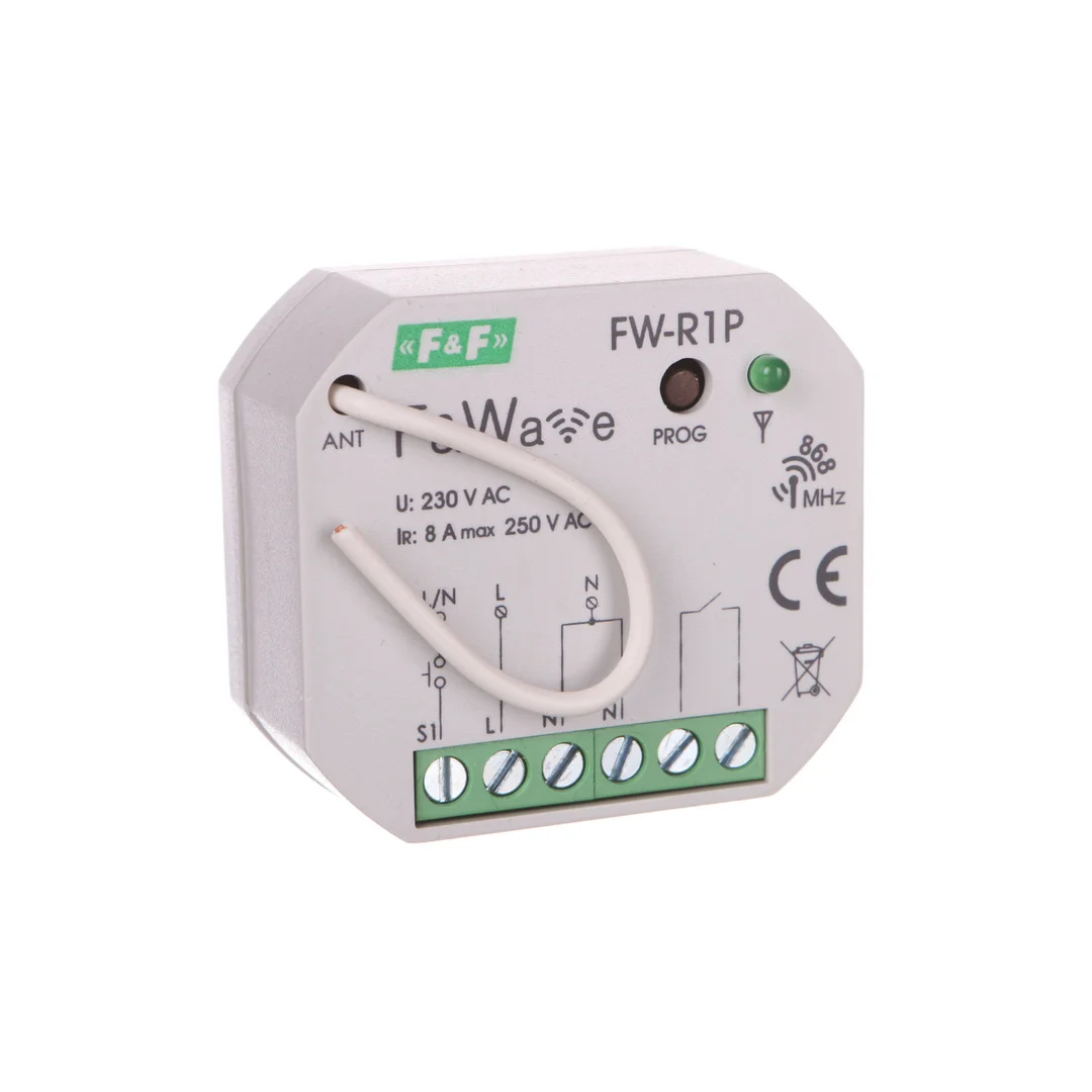 Radiowy pojedyńczy przekaźnik bistabilny - montaż P/t 85-265V AC/DC FiWave FW-R1P
