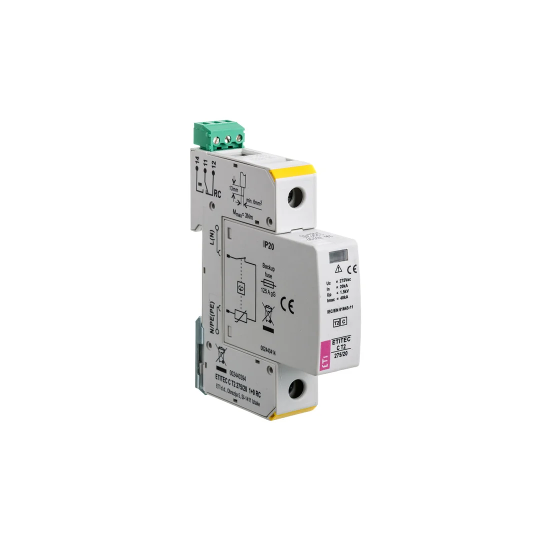 Ogranicznik przepięć typ T2 (C) ETITEC C T2 275/20 1+0 RC do instalacji mieszkaniowych 002440394