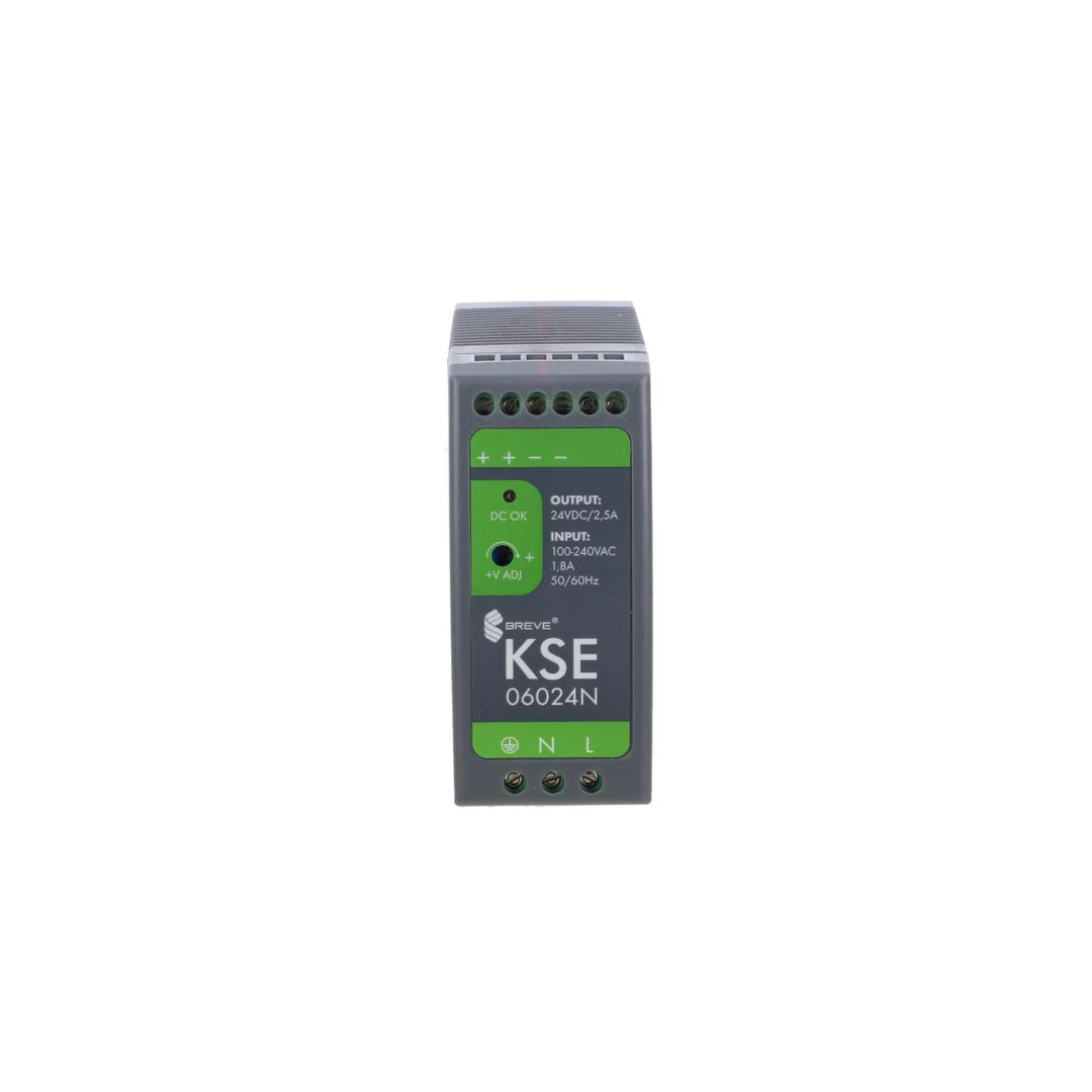 Zasilacz impulsowy KSE 06024P 230/ 24V DC 2,5A 60W na szynę DIN, Uzas: 85-264VAC, Ta70, 18924-9990