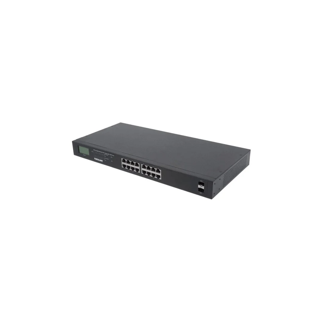 Switch Gigabit 16x RJ45, POE+, 2x SFP, LCD, Rack 19