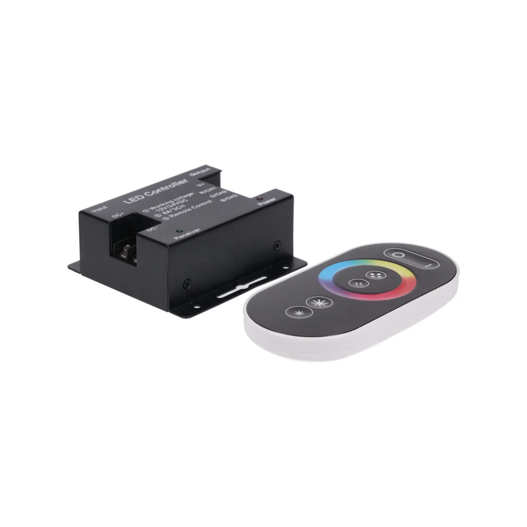 Sterownik LED RGB 3x6A touch RF czarny v3 12-24V Prescot
