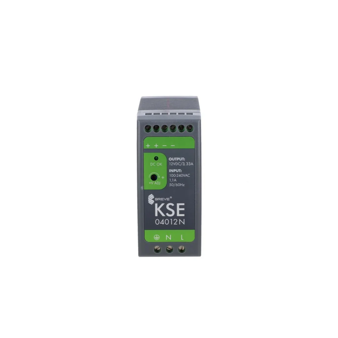 Zasilacz impulsowy KSE 04012P 230/ 12VDC 3,3A 40W na szynę DIN, Uzas: 85-264VAC, Ta70, 18912-9990