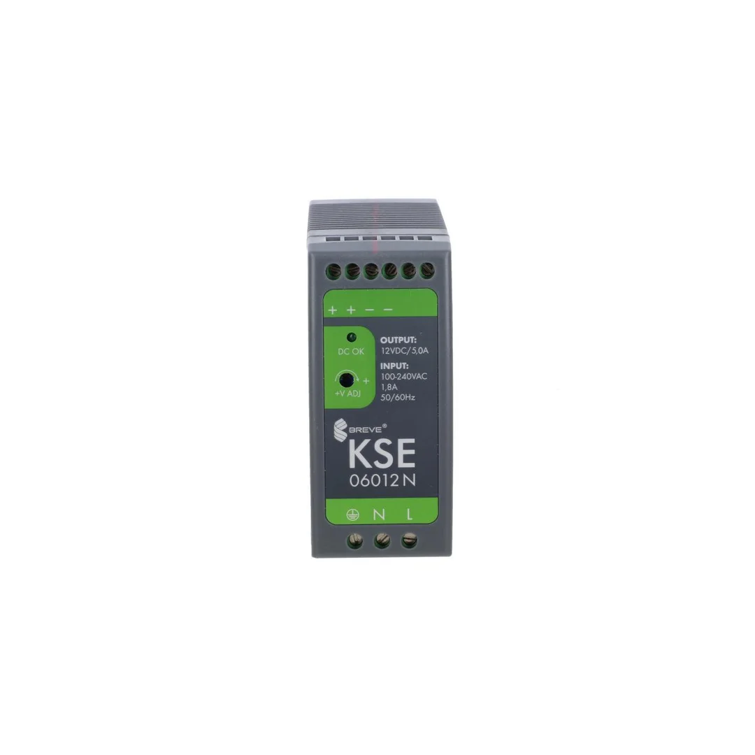 Zasilacz impulsowy KSE 06012P 230/ 12VDC 5,0A 60W na szynę DIN, Uzas: 85-264VAC, Ta70, 18912-9989