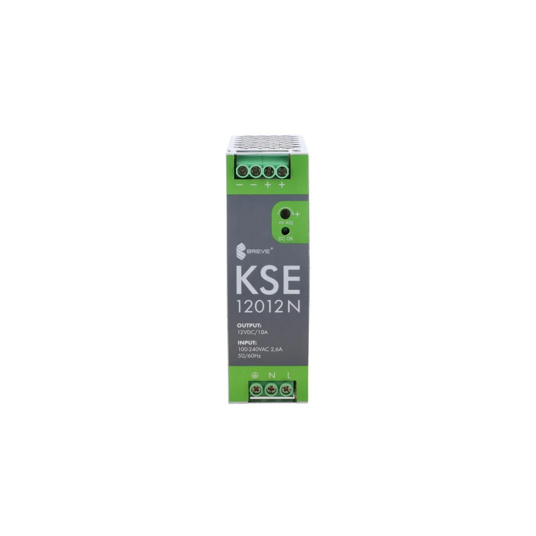 Zasilacz impulsowy KSE 12012M 230/ 12VDC 10A 120W na szynę DIN, Uzas: 96-264VAC, Ta70, 18912-9988
