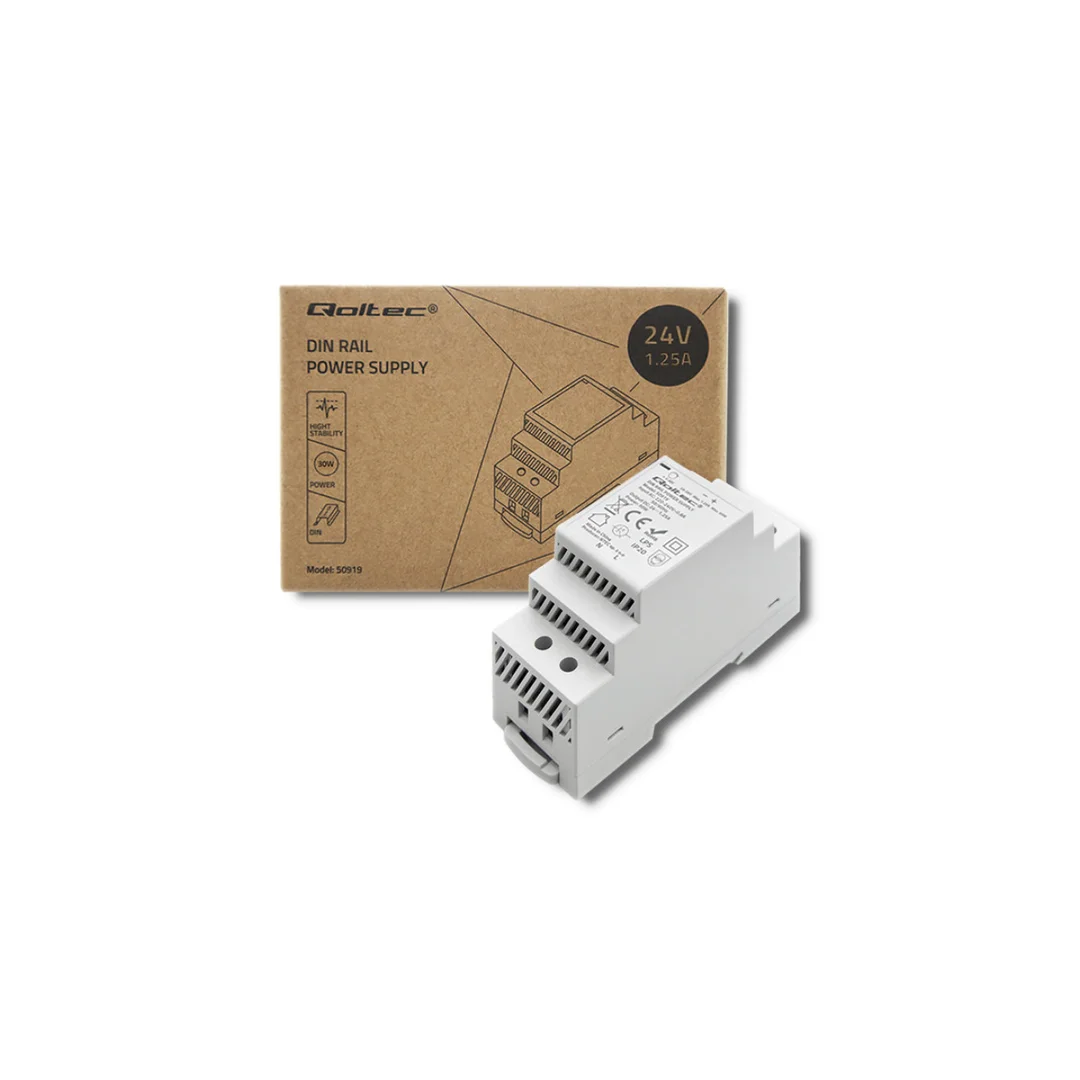 Qoltec Zasilacz na szynę DIN 30W 24V 1.25A Szary