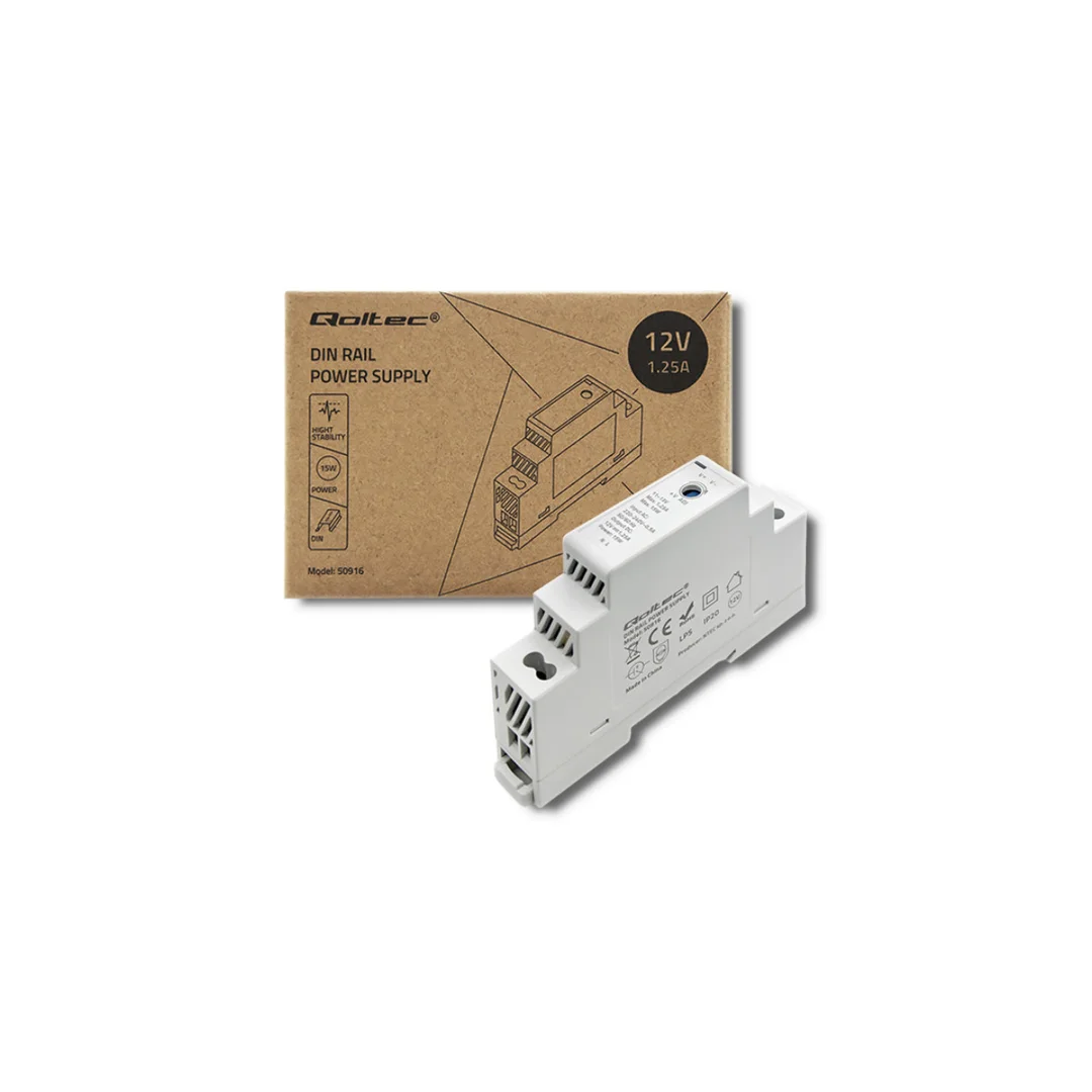 Qoltec Zasilacz na szynę DIN 15W 12V 1.25A Szary