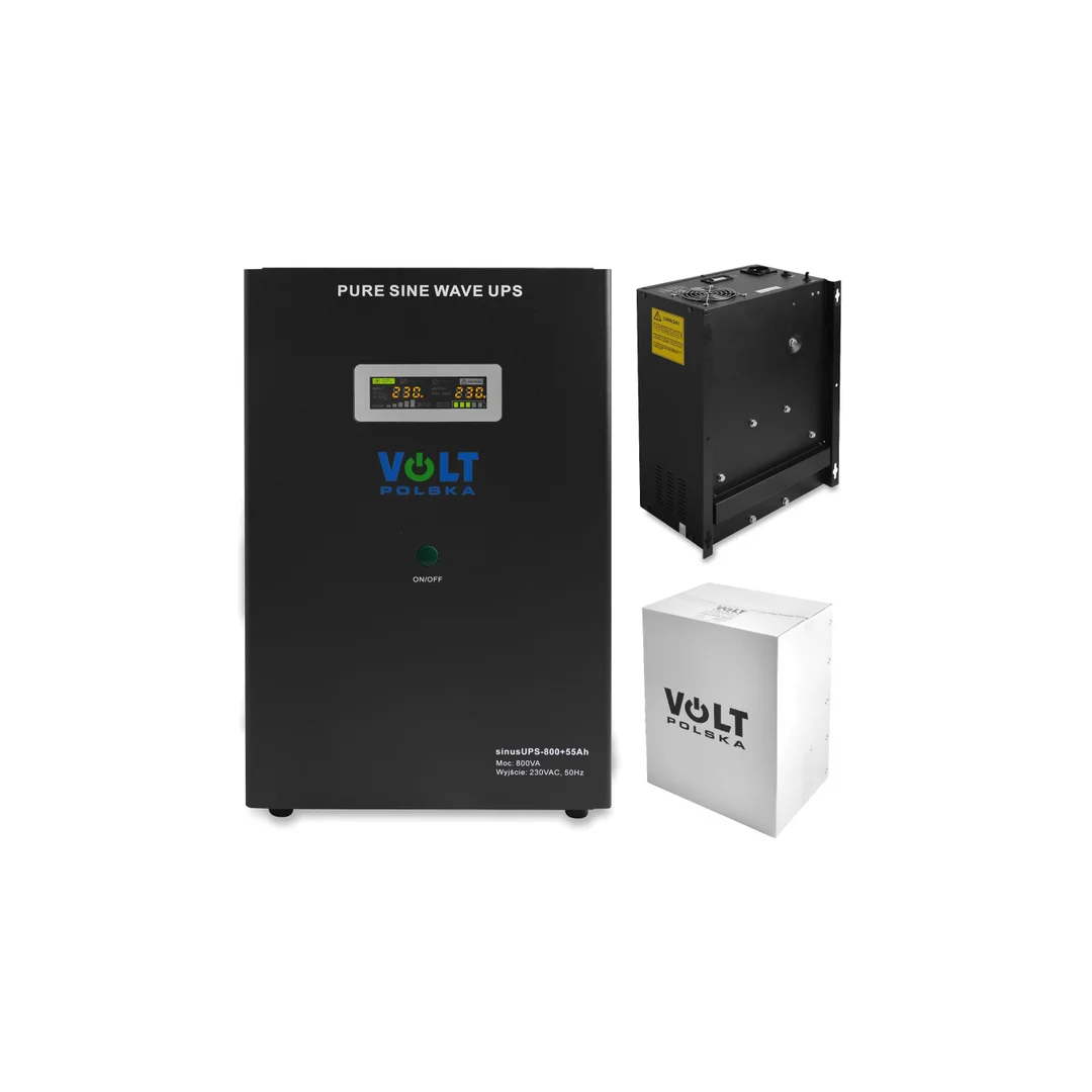Zasilacz awaryjny SINUS 12V 800VA 10A + Akumulator 55Ah VOLT