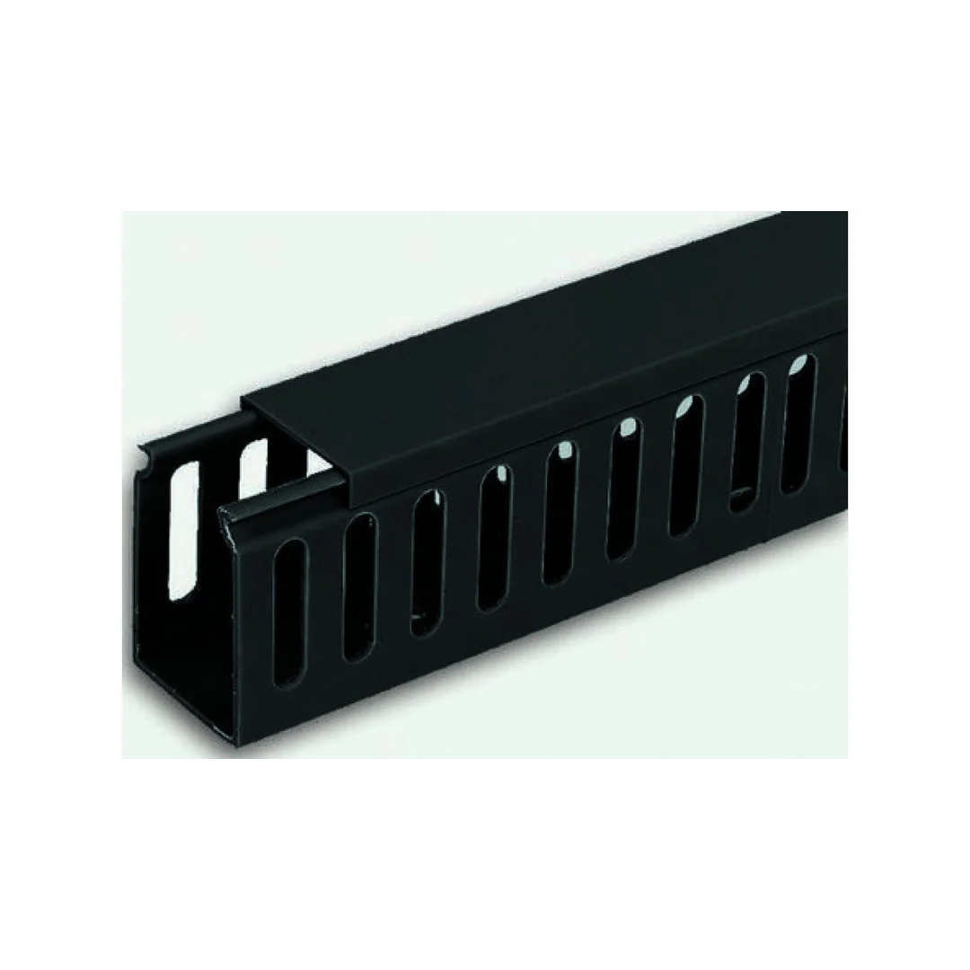 Koryto kablowe Czarny PVC Zamknięty Koryto panelowe z otworami 25 mm 60mm 2m RS PRO