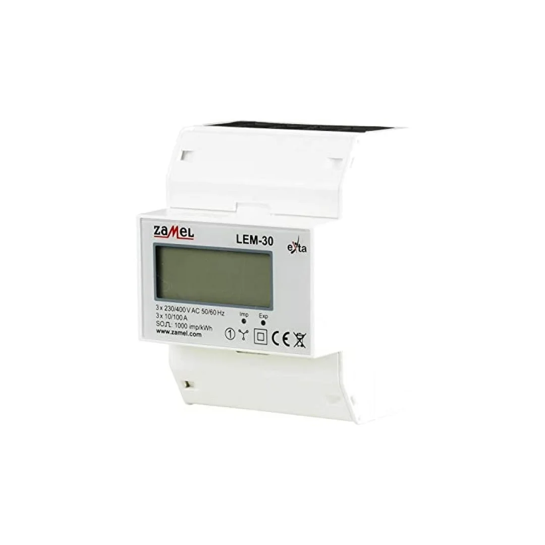 Licznik energii elektrycznej 3-fazowy LCD 100 A 4-MOD LEM-30 EXT10000235