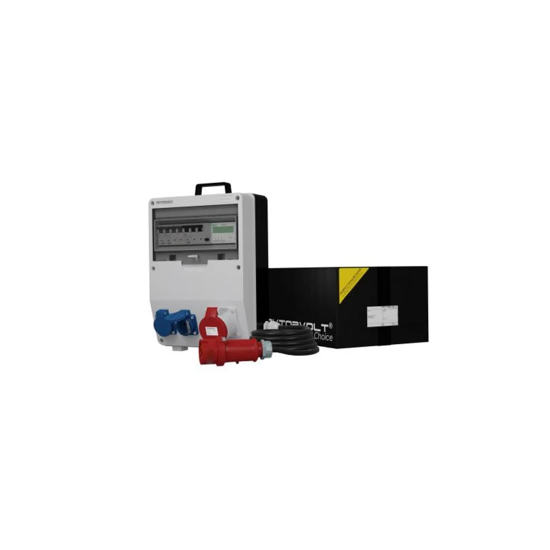 Rozdzielnica budowlana z licznikiem zużycia energii i kablem TD-S/FI SKH 32A 2x230V Schuko Doktorvolt 9870