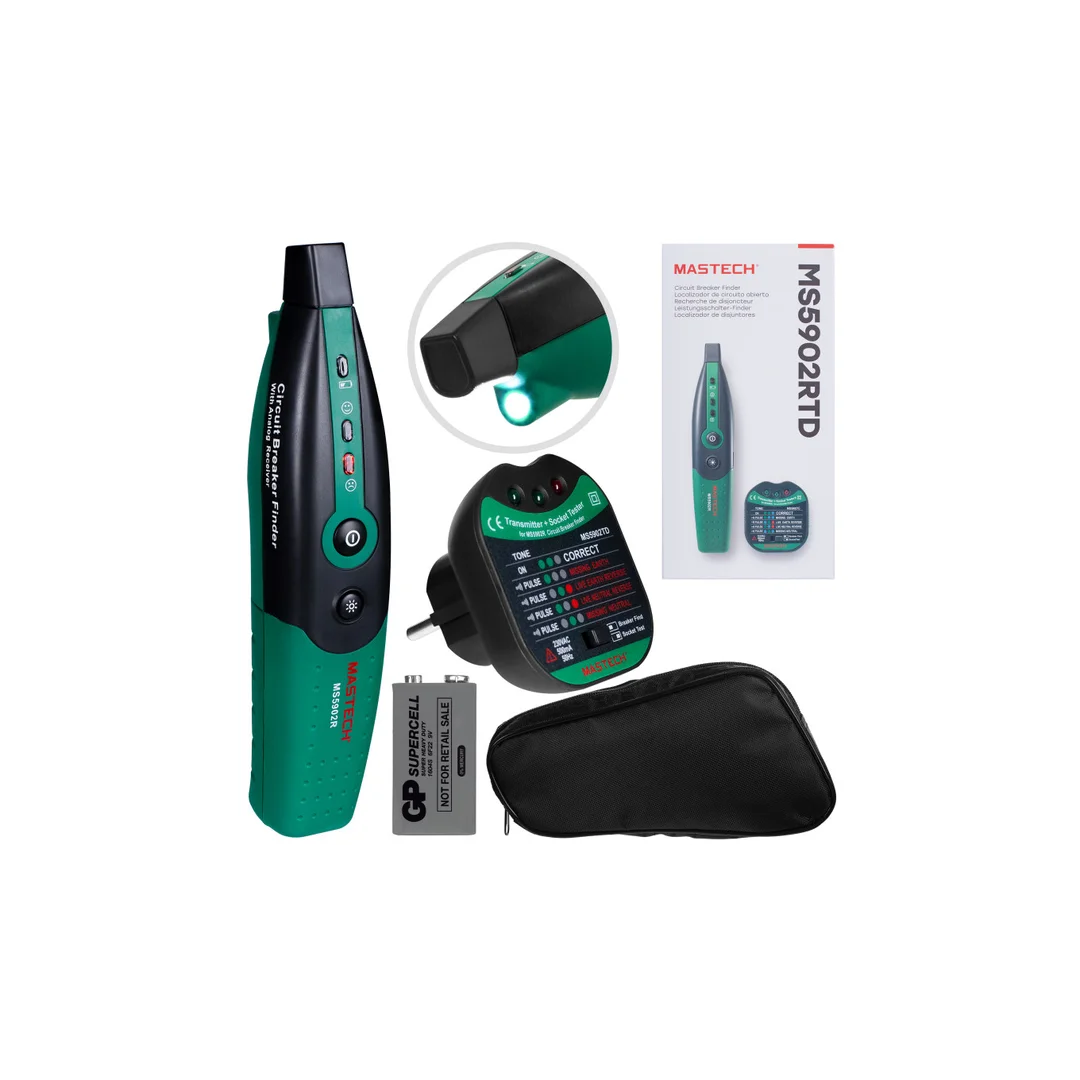 Tester gniazd zasilających 230V 2P+Z i zabezpieczeń MASTECH MS5902