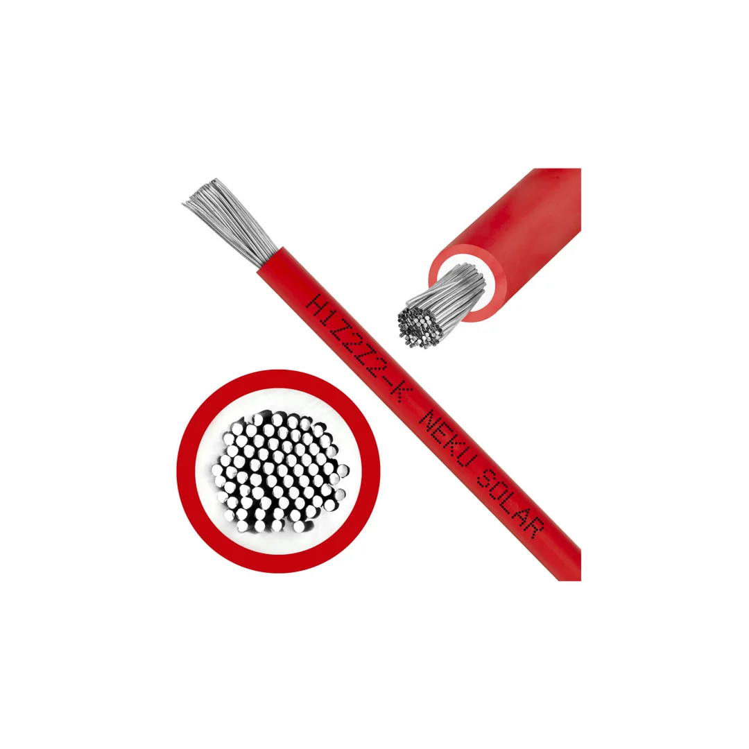 Kabel solarny H1Z2Z2-K PV1-F 1,0/1,5kV 6 czerwony LSOH zewnętrzny, do ziemi NEKU /100m/