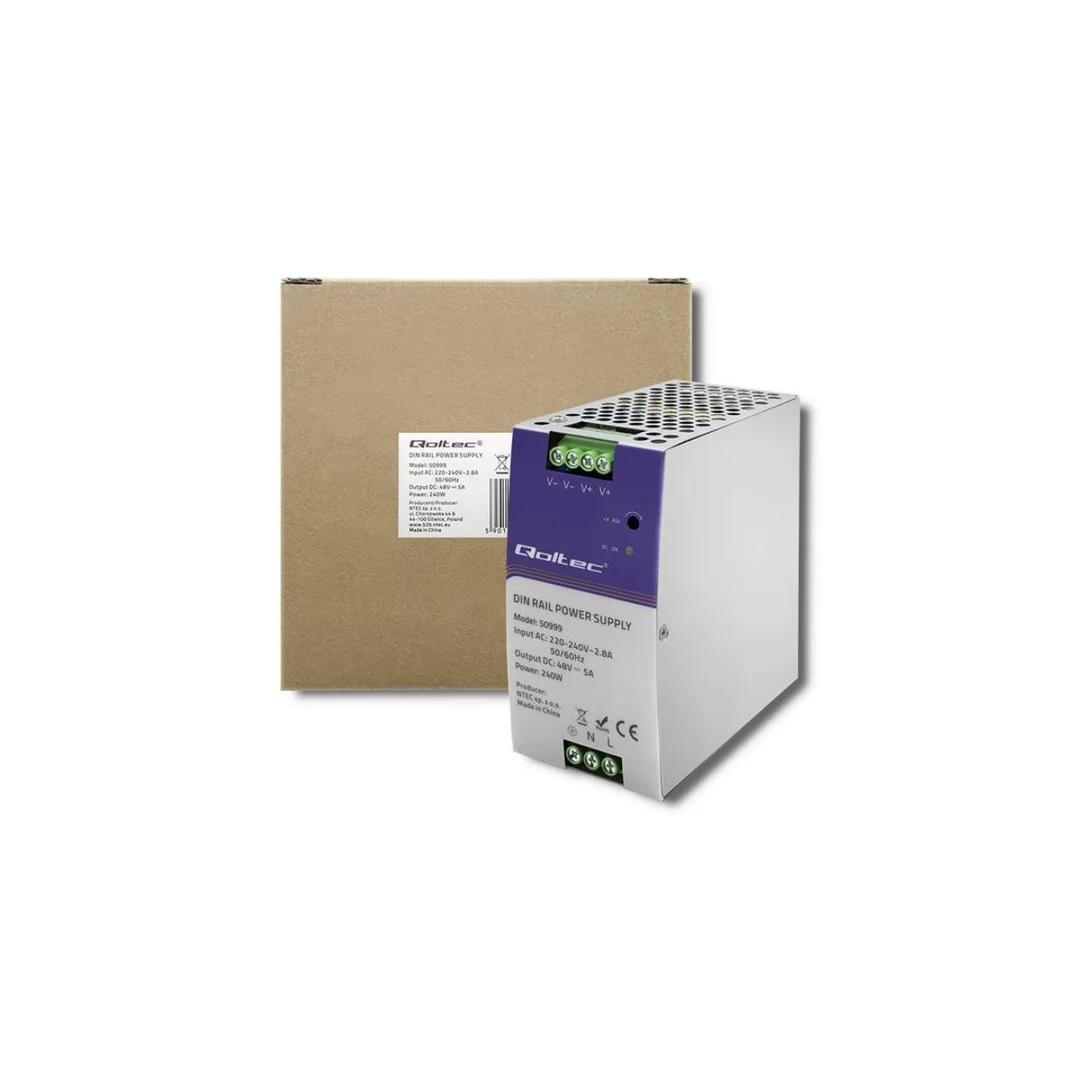 Qoltec Przemysłowy zasilacz na szynę DIN 240W 48V 5A
