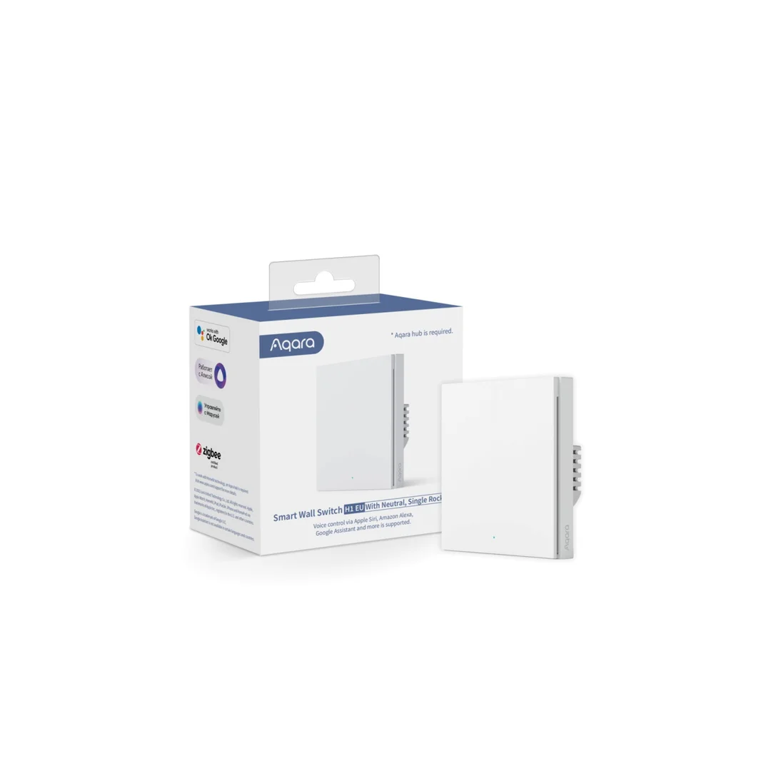 Przełącznik z Neutral, Zigbee 3.0, EU, WS-EUK03 Aqara Wall Single Switch H1