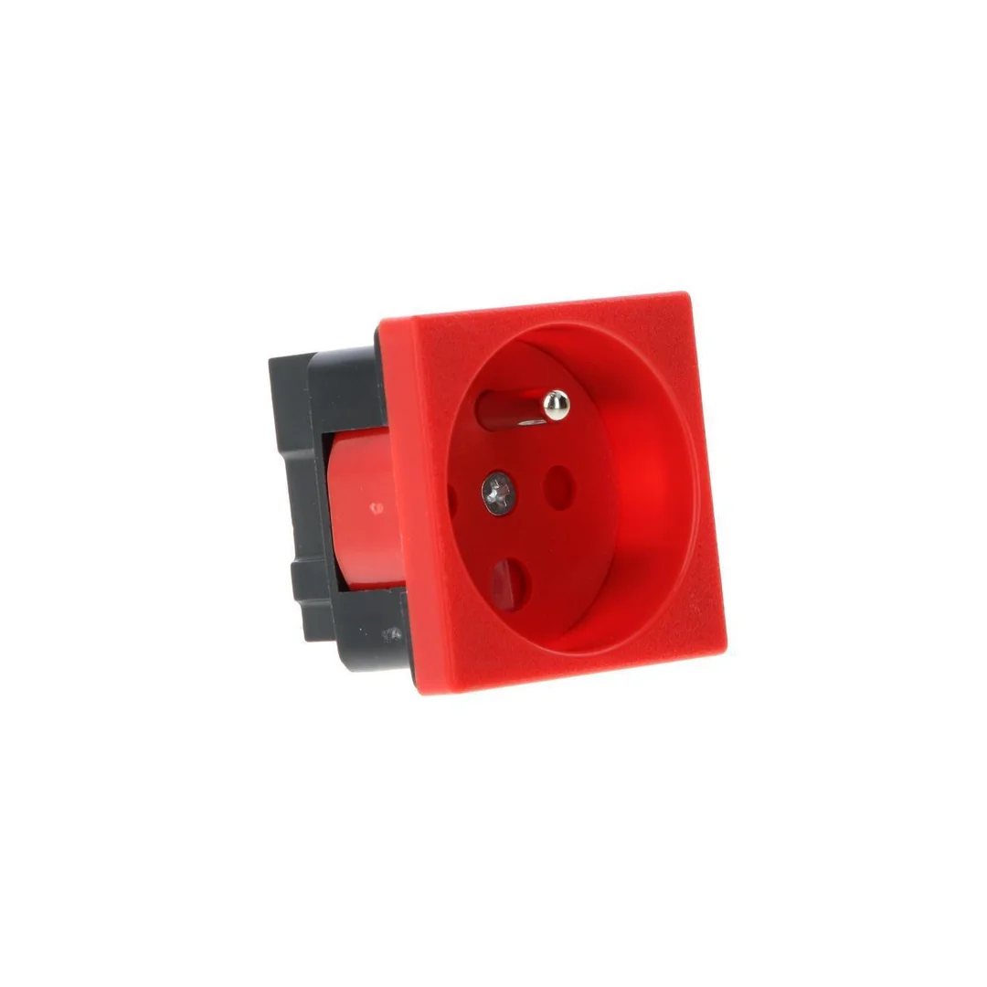 Gniazdo elektryczne 45x45 z kluczem, czerwone - 2P+Z PZ01