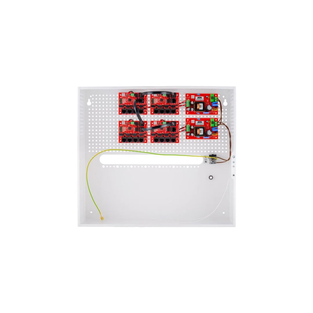 Zestaw do 17 kamer IP switch PoE 17P+1UP w obudowie wewnętrznej ABOX-H (miejsce na NVR), zasilacz 192W (2x 96W)