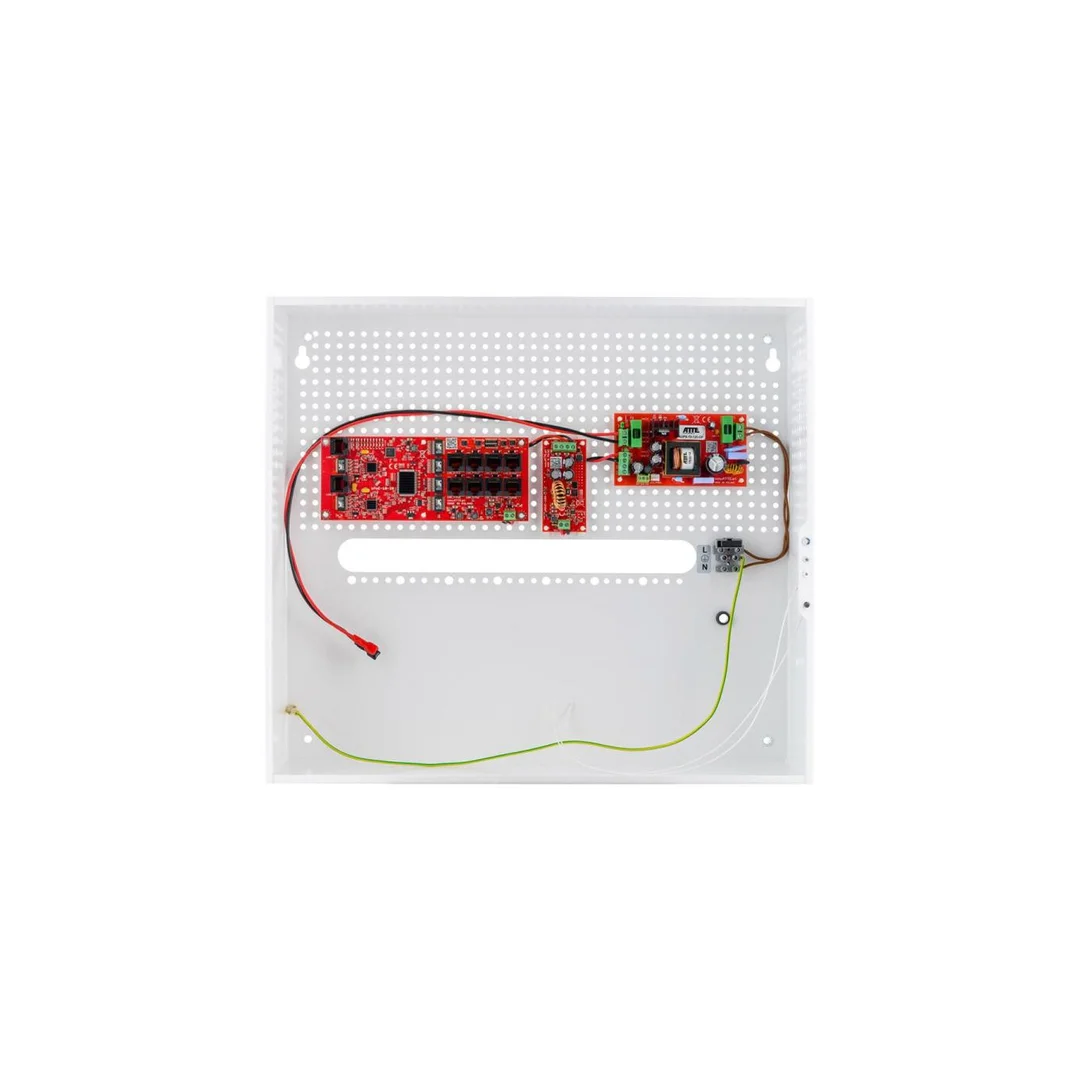 Zestaw buforowy do 8 kamer IP switch PoE 8P+2G w obudowie wewnętrznej ABOX-H (1x AKU 18Ah + NVR), zasilacz 72W