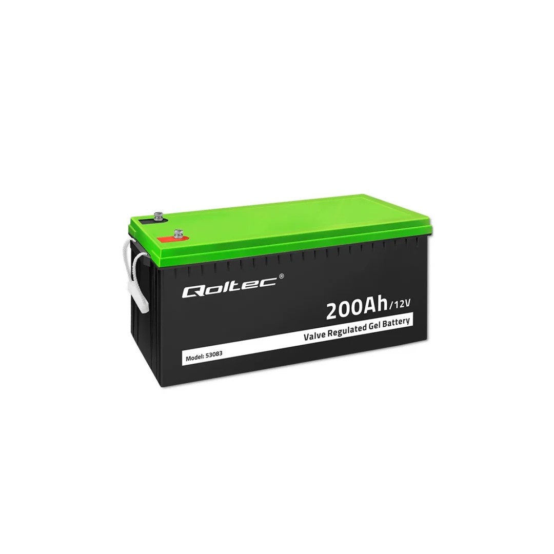 Qoltec Akumulator żelowy GEL 12V 200Ah 59.5kg Bezobsługowy Professional LongLife PV, UPS, kamper, łódź