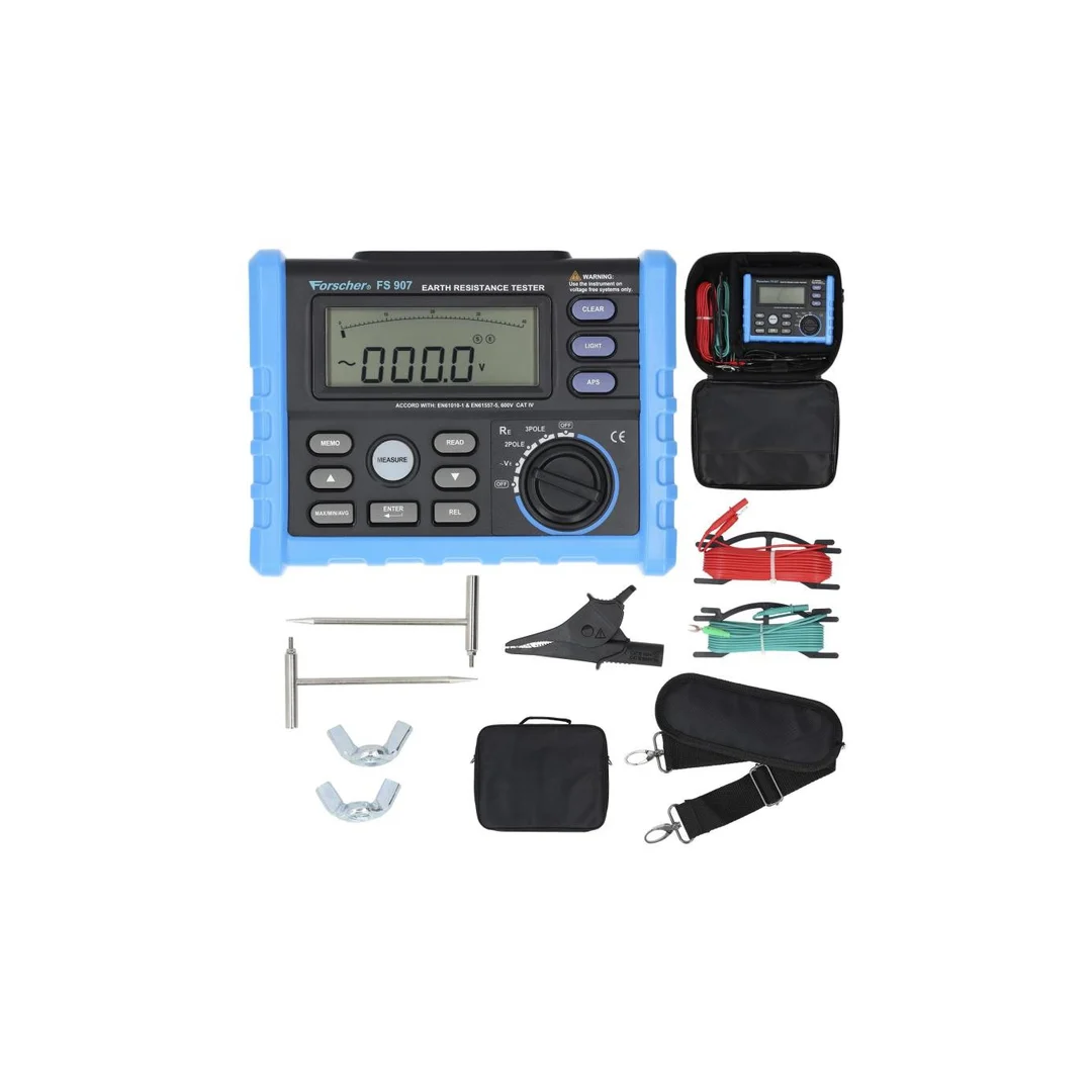 Miernik rezystancji uziemienia tester cyfrowy LCD ze świadectwem wzorcowania FORSCHER FS907