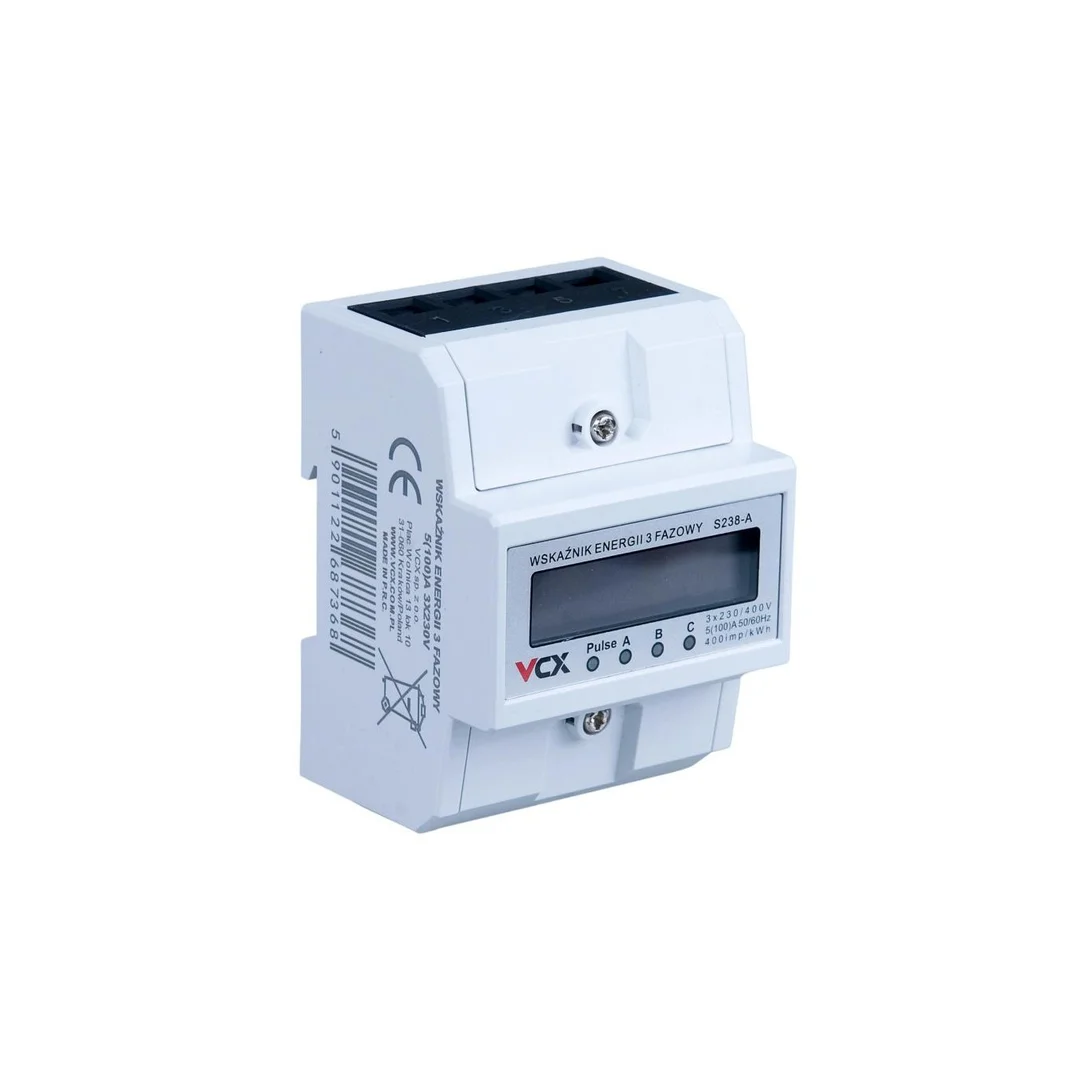 Licznik Prądu Energii Elektrycznej Trójfazowy 3F 230V 100A VCX