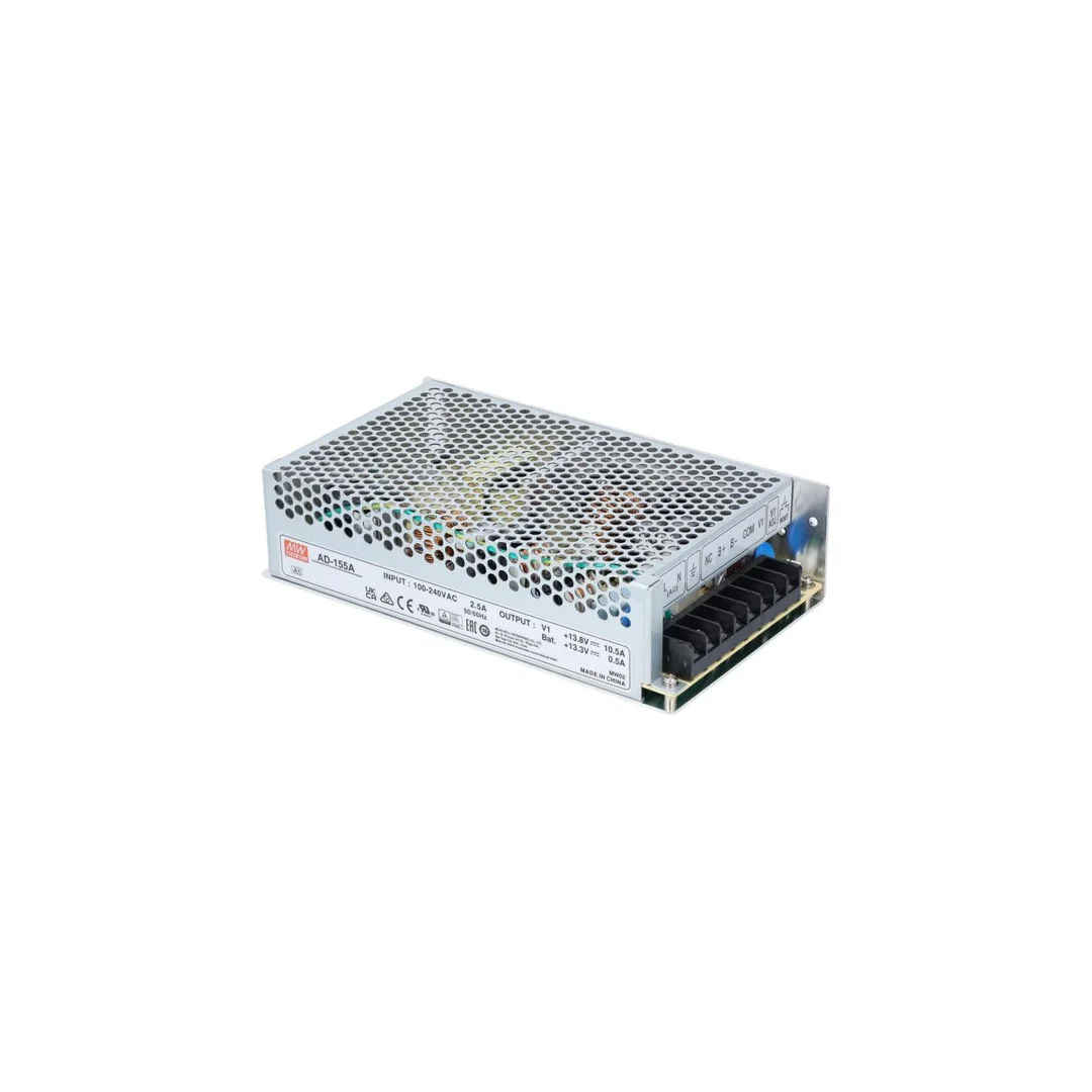 Zasilacz modułowy 13,8V 11,5A 155W uniwersalny buforowy AD Mean Well z wyjściem do ładowania akumulatora
