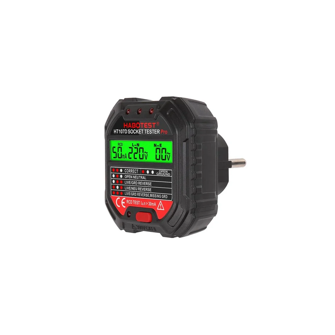 Tester gniazd z wyświetlaczem cyfrowym Habotest HT107D